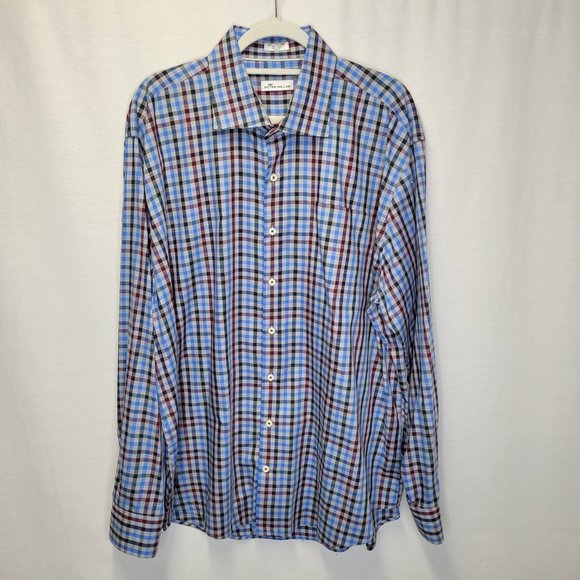 Peter Millar Other - Peter Millar Men's XXL Button Front Shirt Blue Red Long Sleeve